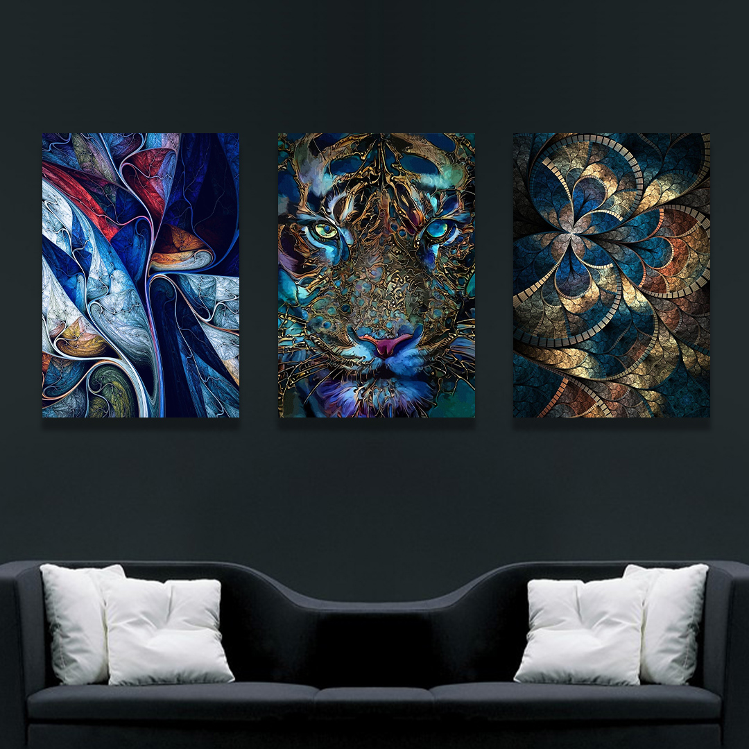 تابلو بوم مدل ببر وحشی کد VND-23 مجموعه سه عددی