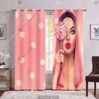 پرده پانچی طرح چهره اسپرت صورتی PK-6996
