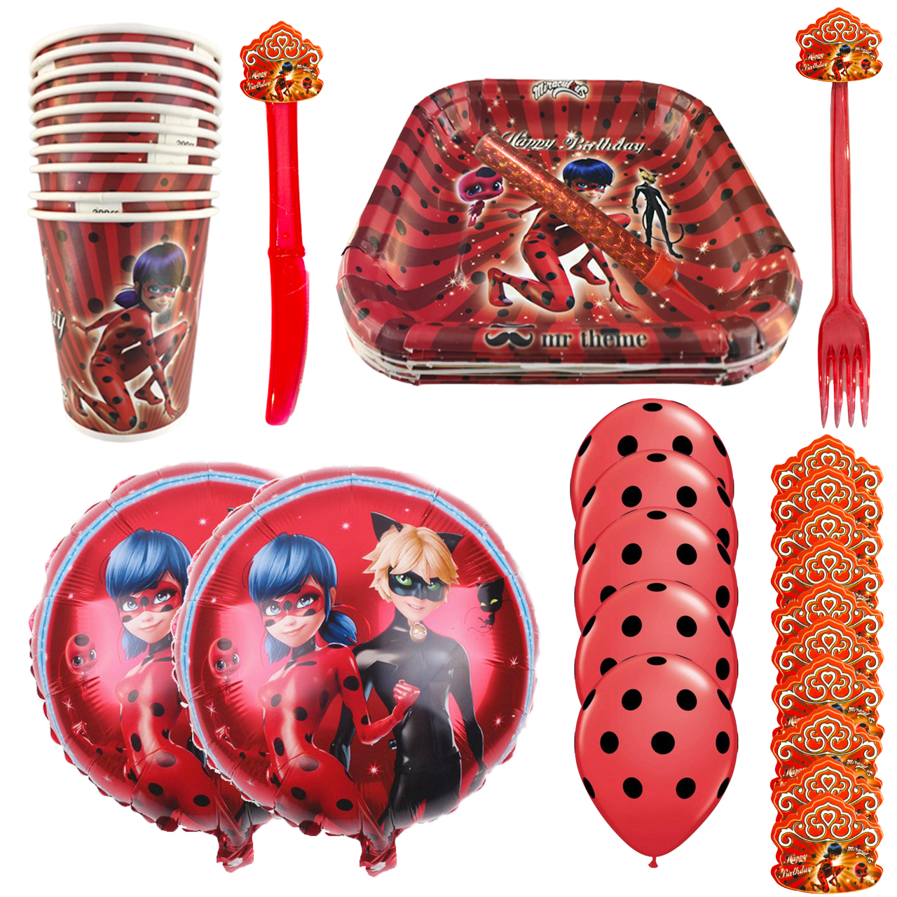 مجموعه 58 عددی تم تولد مستر تم طرح دختر کفشدوزک 