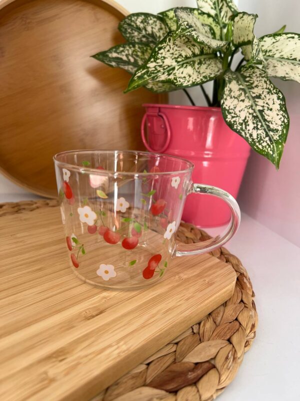 ماگ پیرکس دسته دار- طرح آلبالو