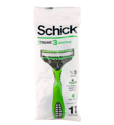 شیک خود تراش مردانه 3 تیغه تک عددی سبز Schick