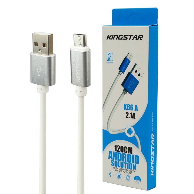 کابل میکرو یو اس بی KingStar K66A 2.1A 110cm