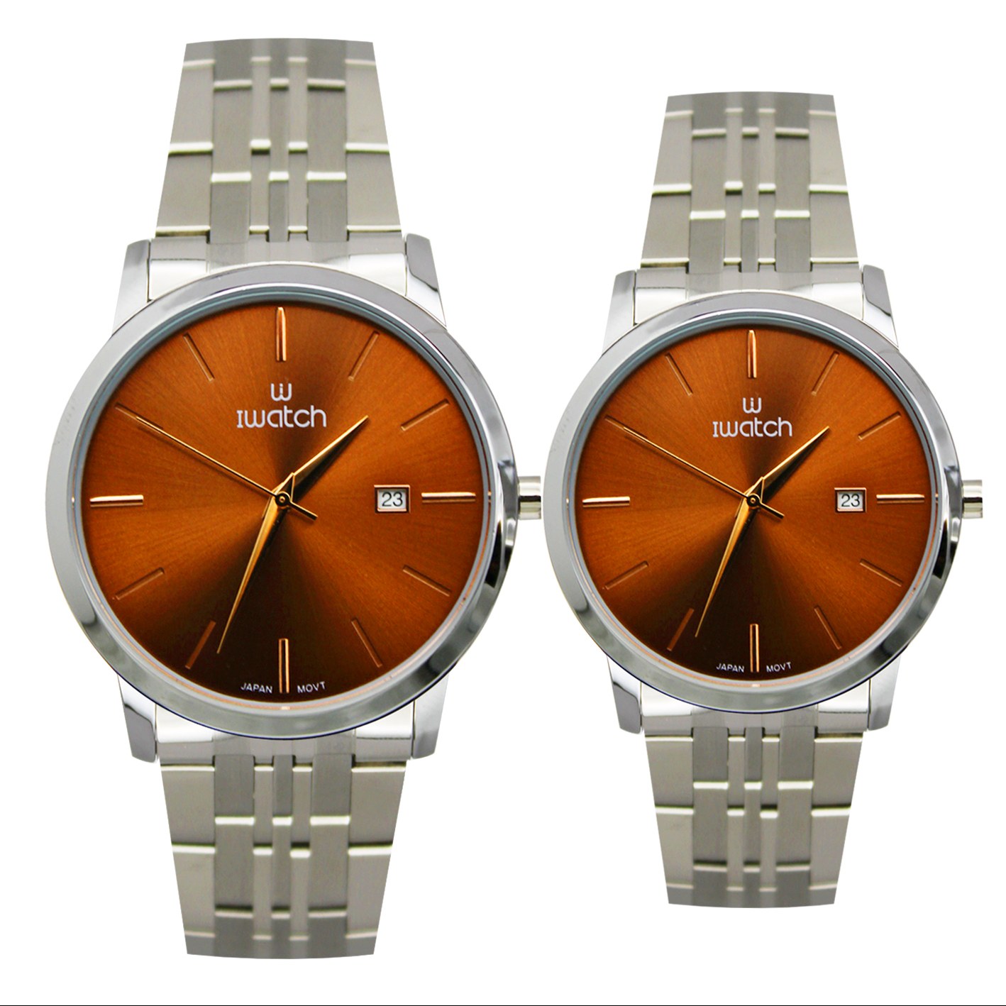 ساعت مچی ست زنانه و مردانه آی واچ-بندفلزی تک موتور مدلiw190159 