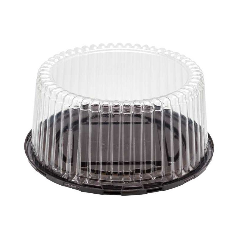 ظرف حمل کیک گرد طلقی لبه بلند قطر 27 سانت ارتفاع 10 سانت