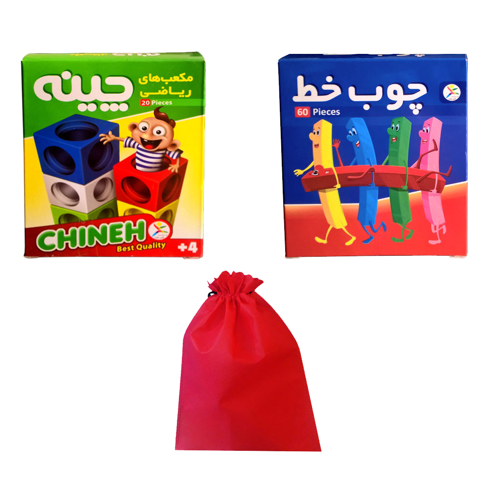 بازی آموزشی مدل چینه و چوب خط به همراه کیسه ریاضی مجموعه 3 عددی