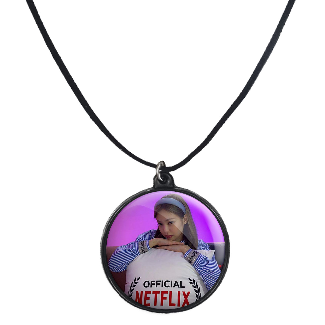 گردنبند پرمانه طرح بلک پینک کد pmb.6773مدل دو طرفه 