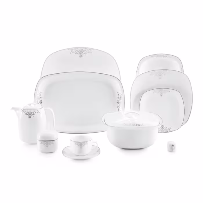 سرویس غذاخوری 98 پارچه چینی زرین ایران سری کواترو مدل مونت کارلو درجه عالی