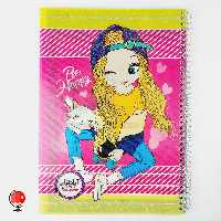 دفتر مشق 100 برگ سیمی طرح دختر و گربه جلد طلقی آپادانا