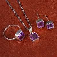 نیم ست آمیتیست زنانه کد 21021 - جواهری مشاهیر