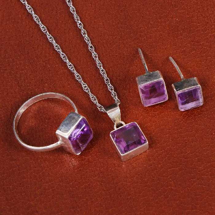 نیم ست آمیتیست زنانه کد 21021 - جواهری مشاهیر