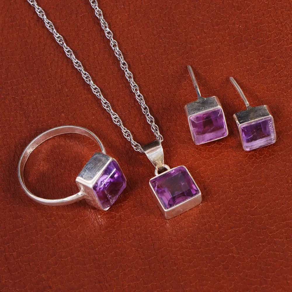 نیم ست آمیتیست زنانه کد 21021 - جواهری مشاهیر