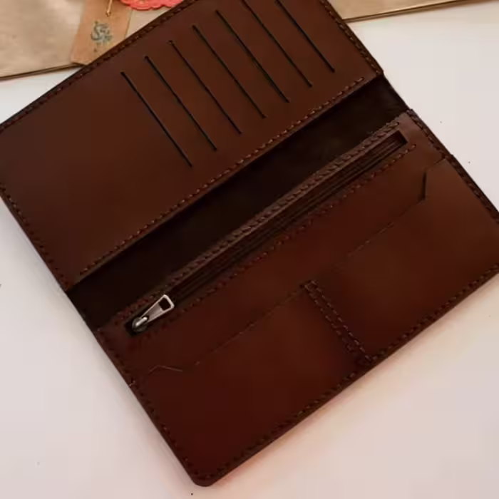 کیف پول کتی چرم طبیعی دست دوز کد333