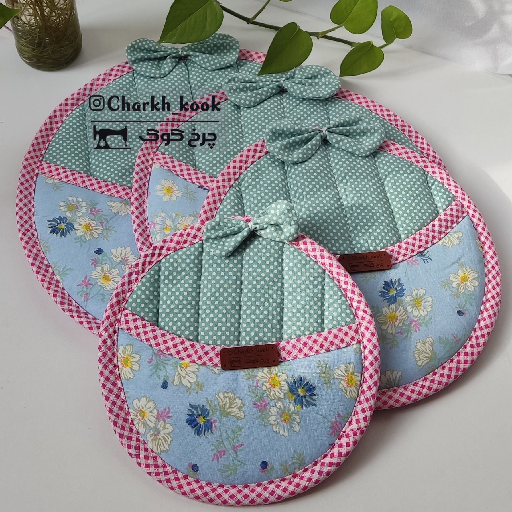 سرویس دمکنی پارچه ای آشپزخانه دمکنی ماه کتان نخ 