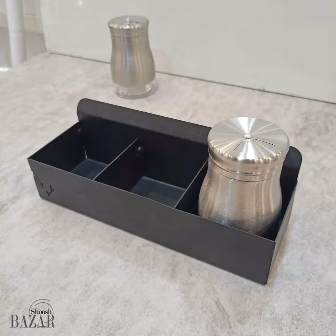 نظم دهنده 3 خانه مستطیل فلزی مشکی کافه ای