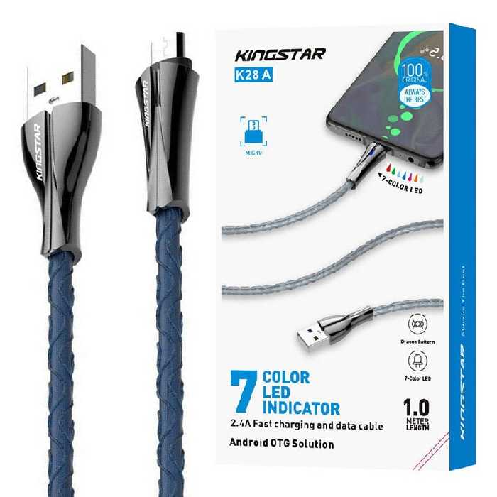 کابل میکرو یو اس بی فست شارژ KingStar K28A 2.4A 1m