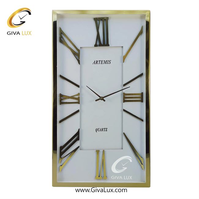 ساعت دیواری اورجینال آرتمیس آلیاژ فلزی طلایی| کد رفرنس 20007، مدل: 2028GoldWhite