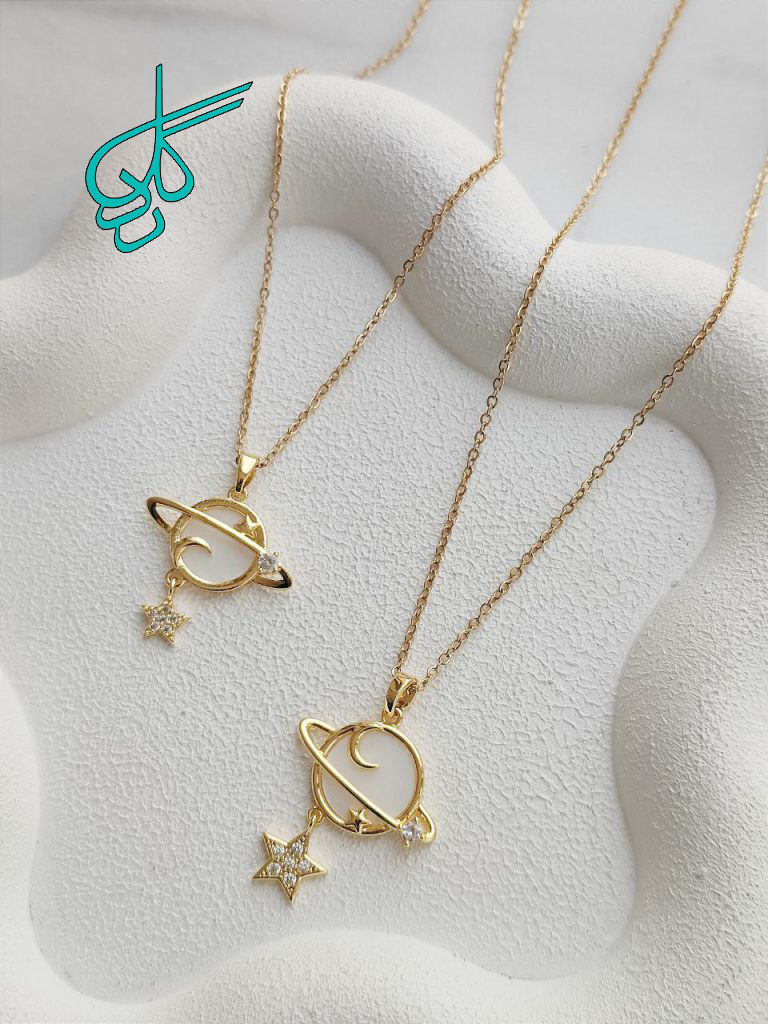 خرید گردنبند استیل جدید کهکشانی رنگ ثابت و با کیفیت کد 1515598 - ردگل