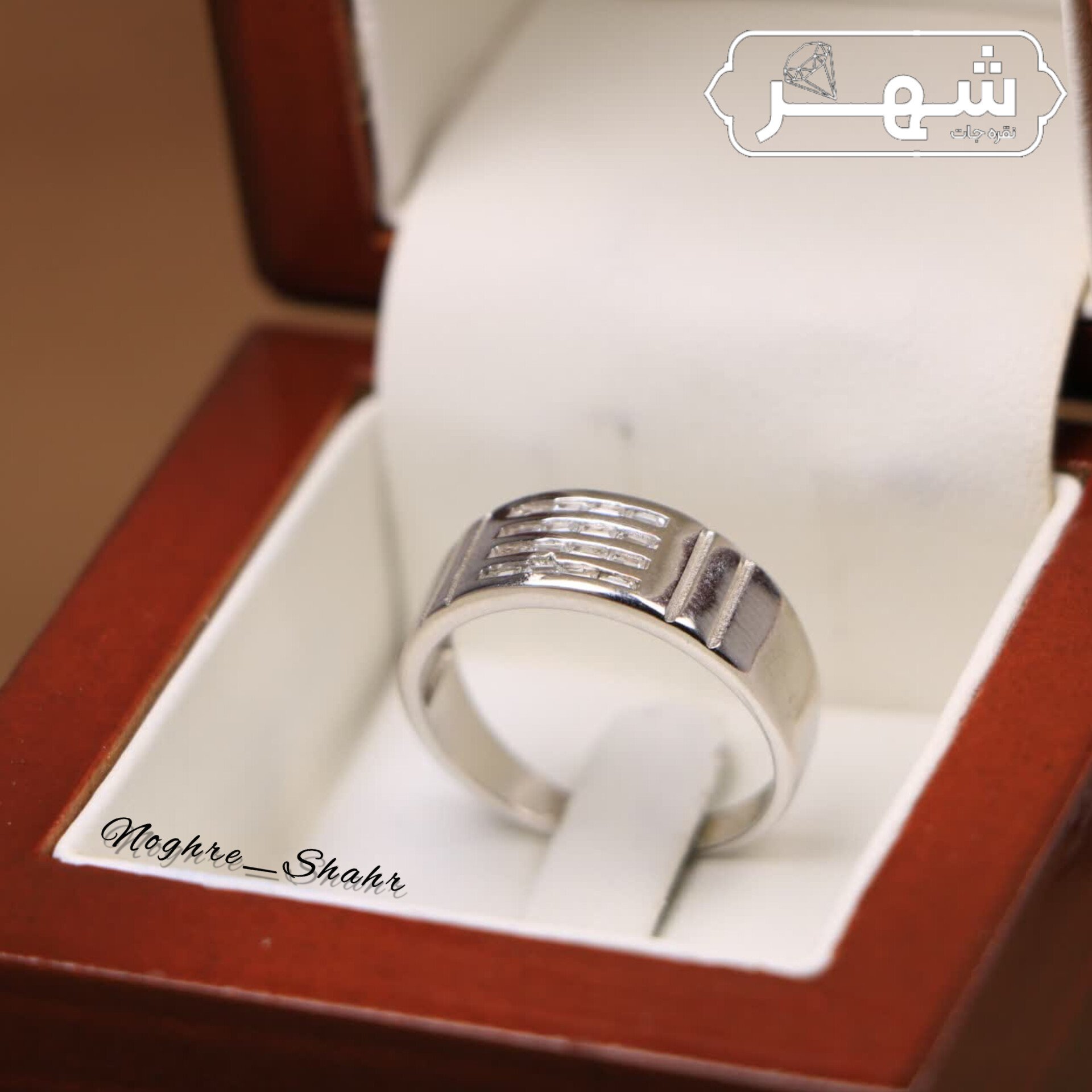 حلقه تک مردانه نقره با طرح نگین میکرو (آبکاری طلا سفید) 1002