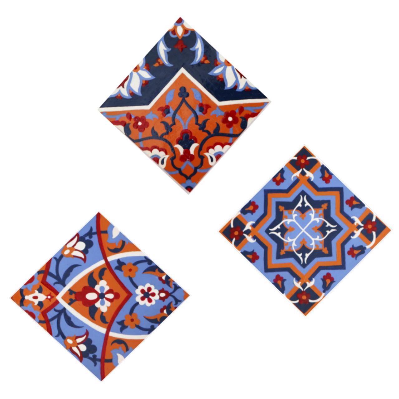 دیوارکوب سفالی مدل اسلیمی مجموعه 3 عددی