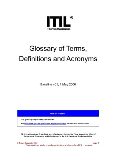 خرید و دانلود نسخه کامل کتاب Glossary of Terms, Definitions and Acronyms