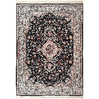 فرش ماشینی زمرد مشهد مدل SOR001 زمینه سورمه ای