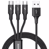 کابل تبدیل USB به لایتنینگ / MicroUSB / USB-C باسئوس مدل CAJS000001 طول 1.2 متر
