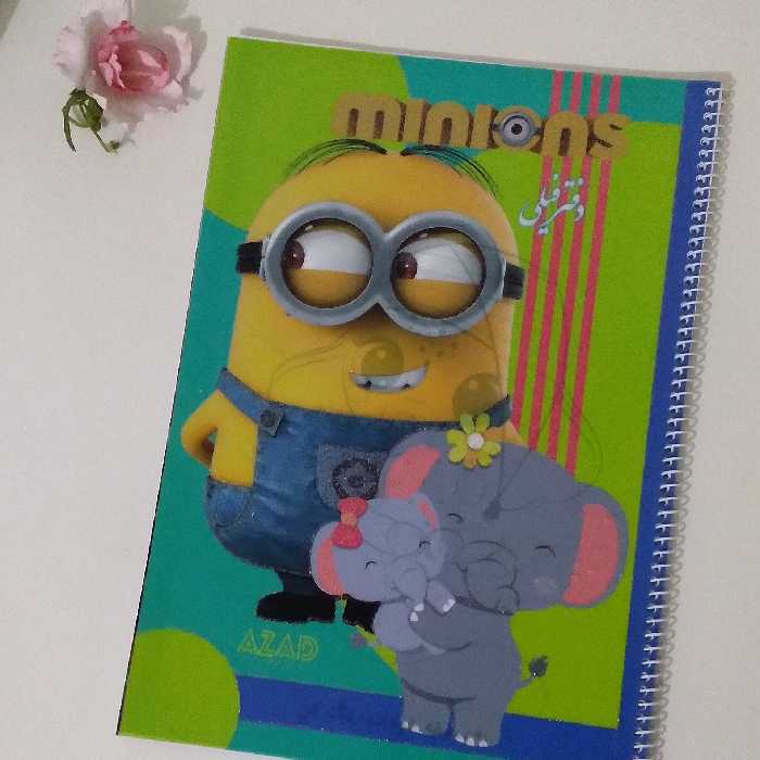 دفتر نقاشی فیلی بزرگ ازاد طرح مینیون جلد طلقی 