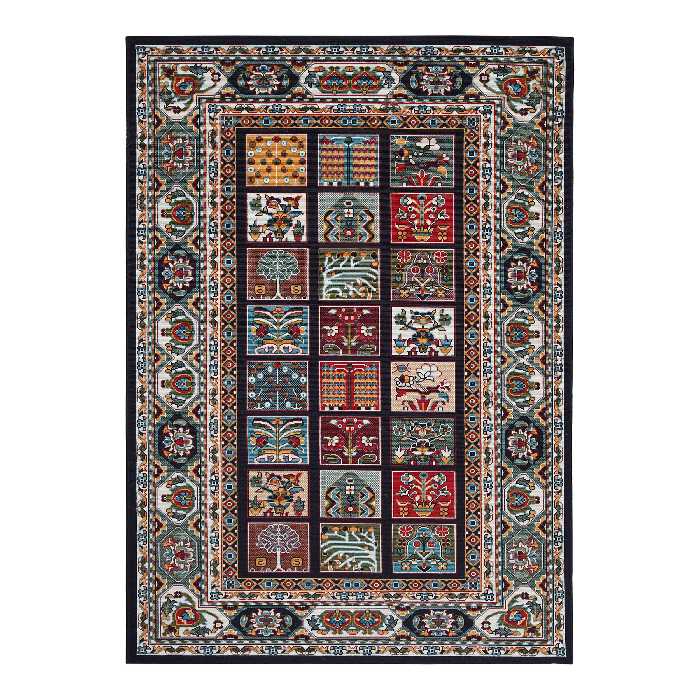 گلیم ماشینی دنیای فرش طرح خشتی سلطنتی