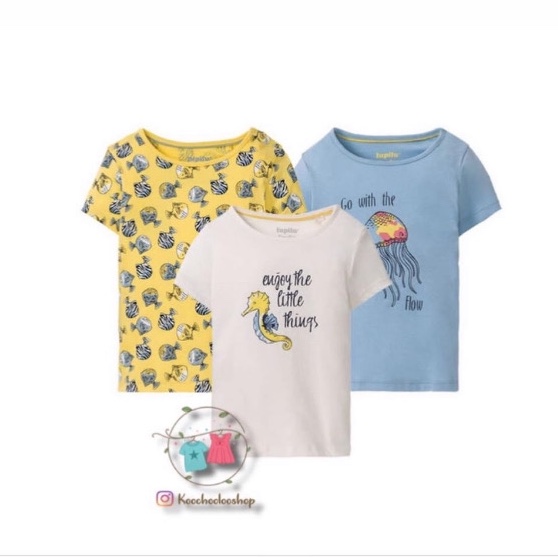 تیشرت دخترانه تمام نخی آبی عروس دریایی لوپیلو آلمان 2 تا 4 سال شیک و لطیف