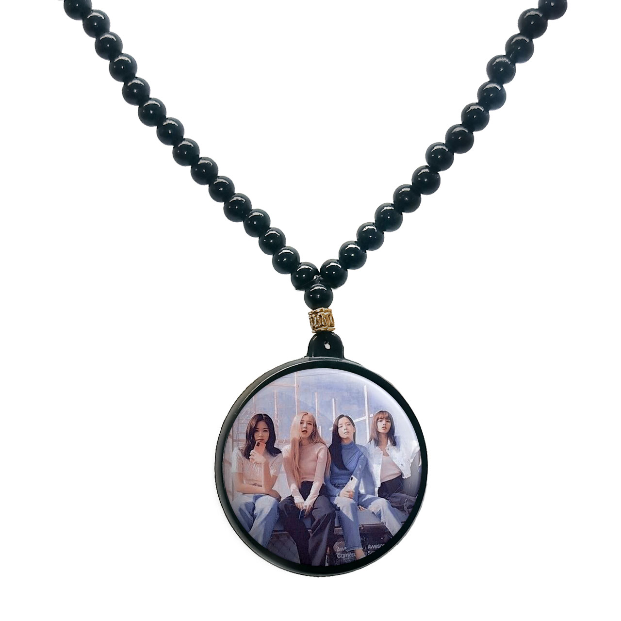 گردنبند پرمانه طرح بلک پینک کد pmd.17781 مدل دو طرفه