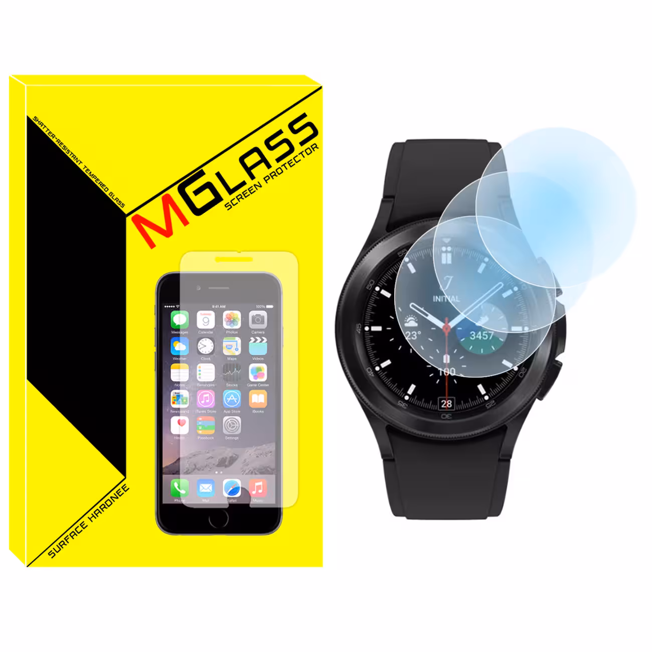 محافظ صفحه نمایش شیشه‌ای ام گلس مدل SH-MG مناسب برای ساعت هوشمند سامسونگGALAXY  Watch 4 Classic 42mm بسته سه عددی