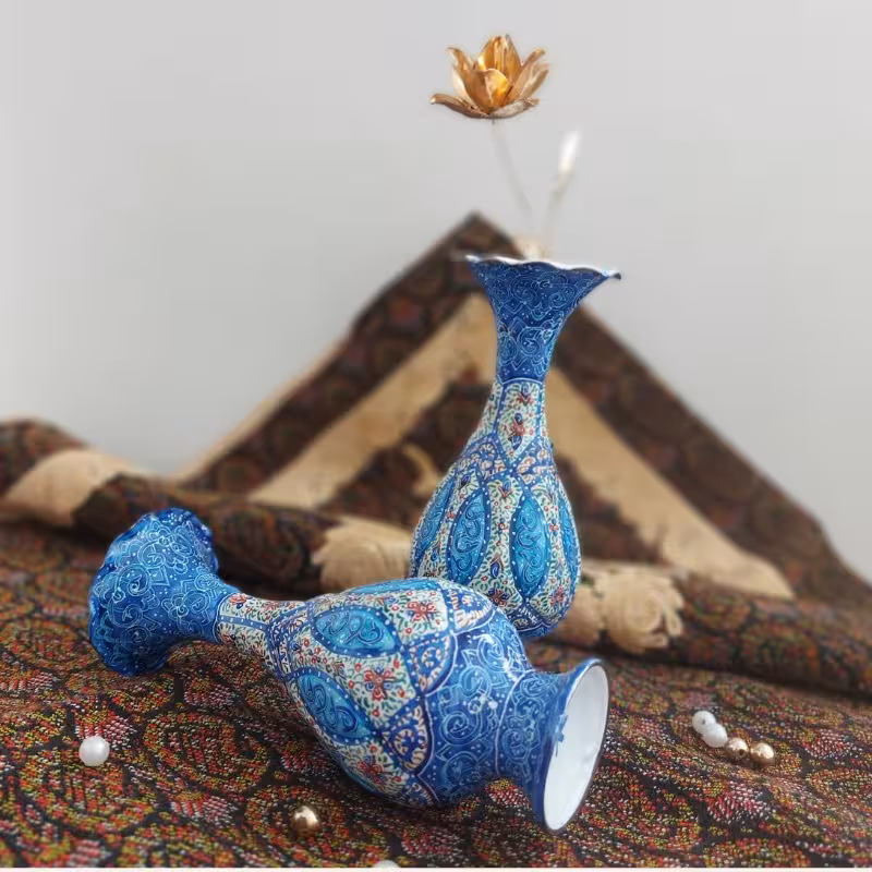 گلدان میناکاری جفتی سایز 16سانتی متر کد01