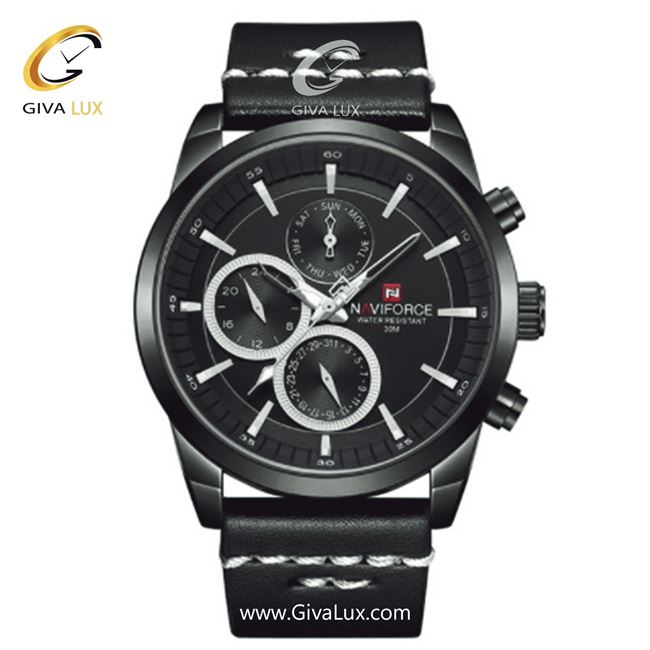 ساعت مچی اورجینال مردانه ناوی فورس|Naviforce|نوی فورس|نیوی فورس سه موتوره فول تایم مشکی | مشکی| مشکی| کد رفرنس NF9148