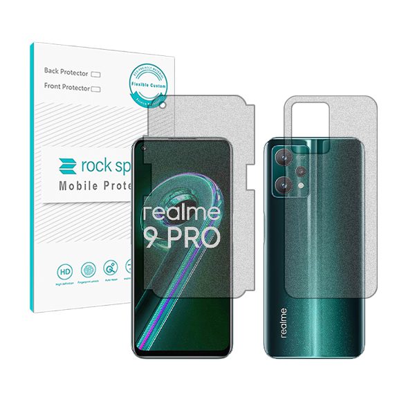 گلس صفحه نمایش و پشت گوشی ریلمی 9 Pro مدل نانو هیدروژل گیمینگ برند راک اسپیس کد MS