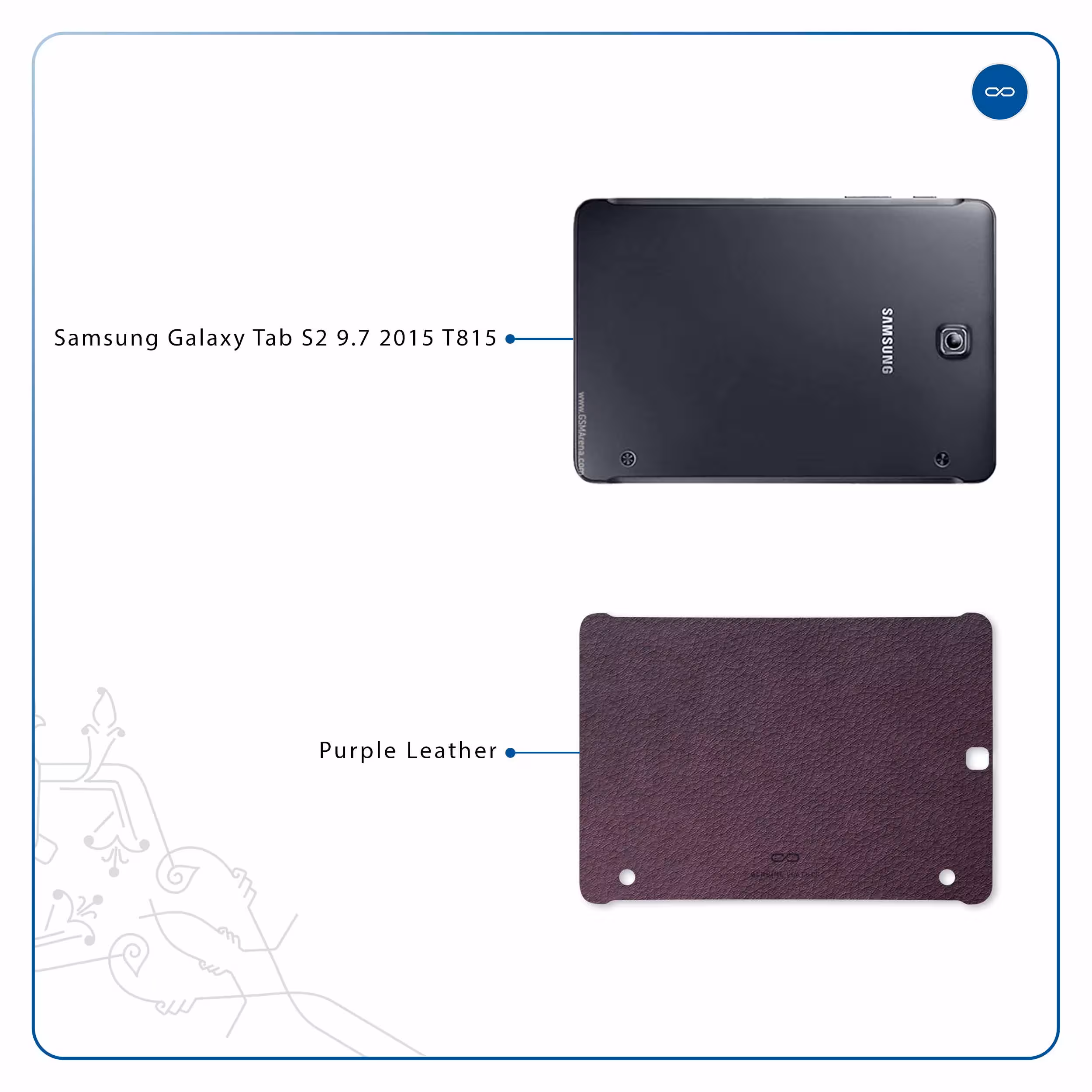برچسب پوششی ماهوت مدل Purple-Leather مناسب برای تبلت سامسونگ Galaxy Tab S2 9.7 2015 T815