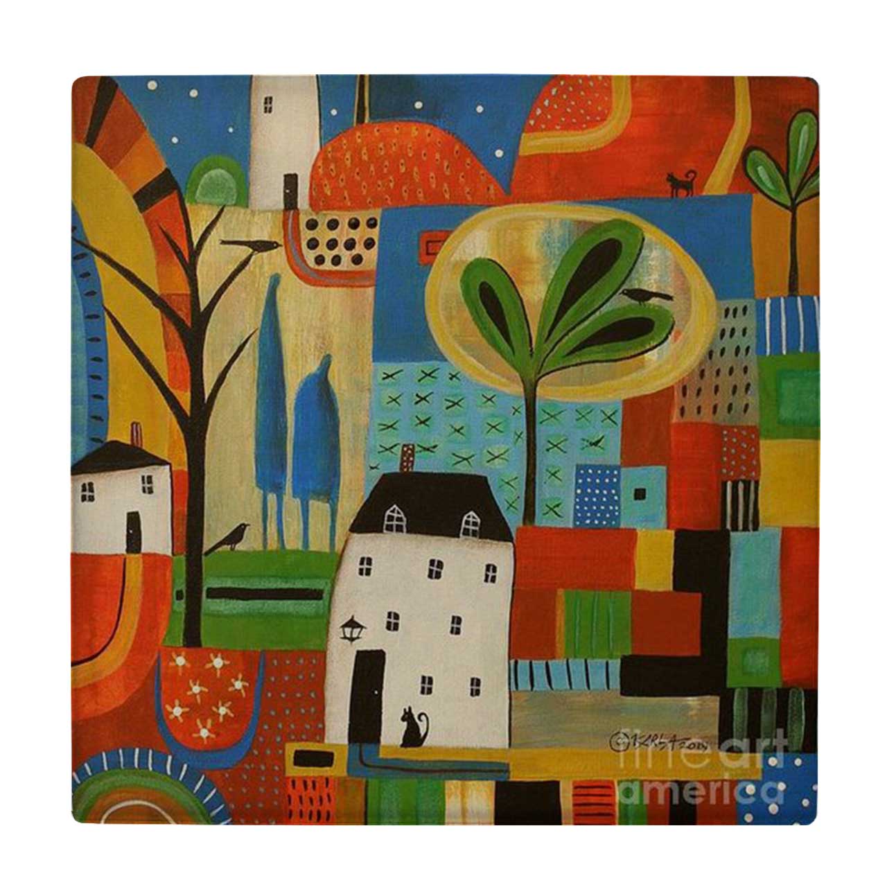  کاشی کارنیلا طرح نقاشی دور نما شهر کد wkk1245