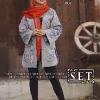 مانتو مجلسی  ژاکارد پوست ماری رنگ طوسی مدل مروارید برند SET