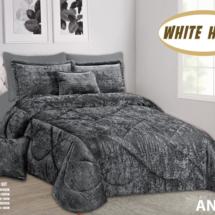 روتختی مخمل پنلی ترک درجه یک برند وایت هوم طرح آنجل شیک و پرفروش طوسی تیره