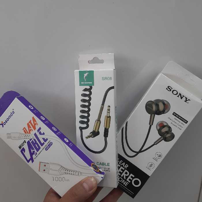 پک اقتصادی هندزفری aux کابل شارژ 