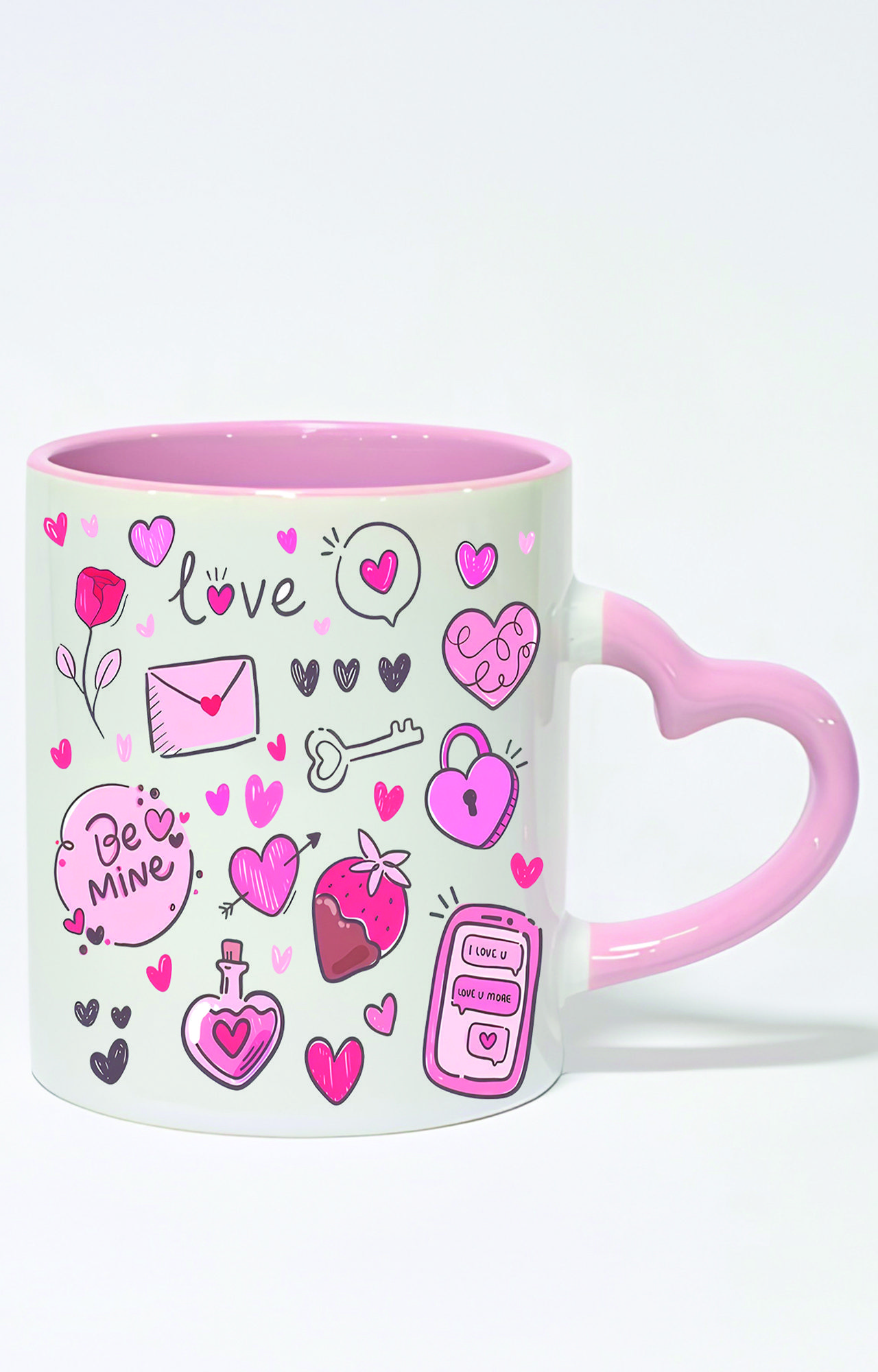 ماگ دسته قلبی رنگی طرح love کد 3149