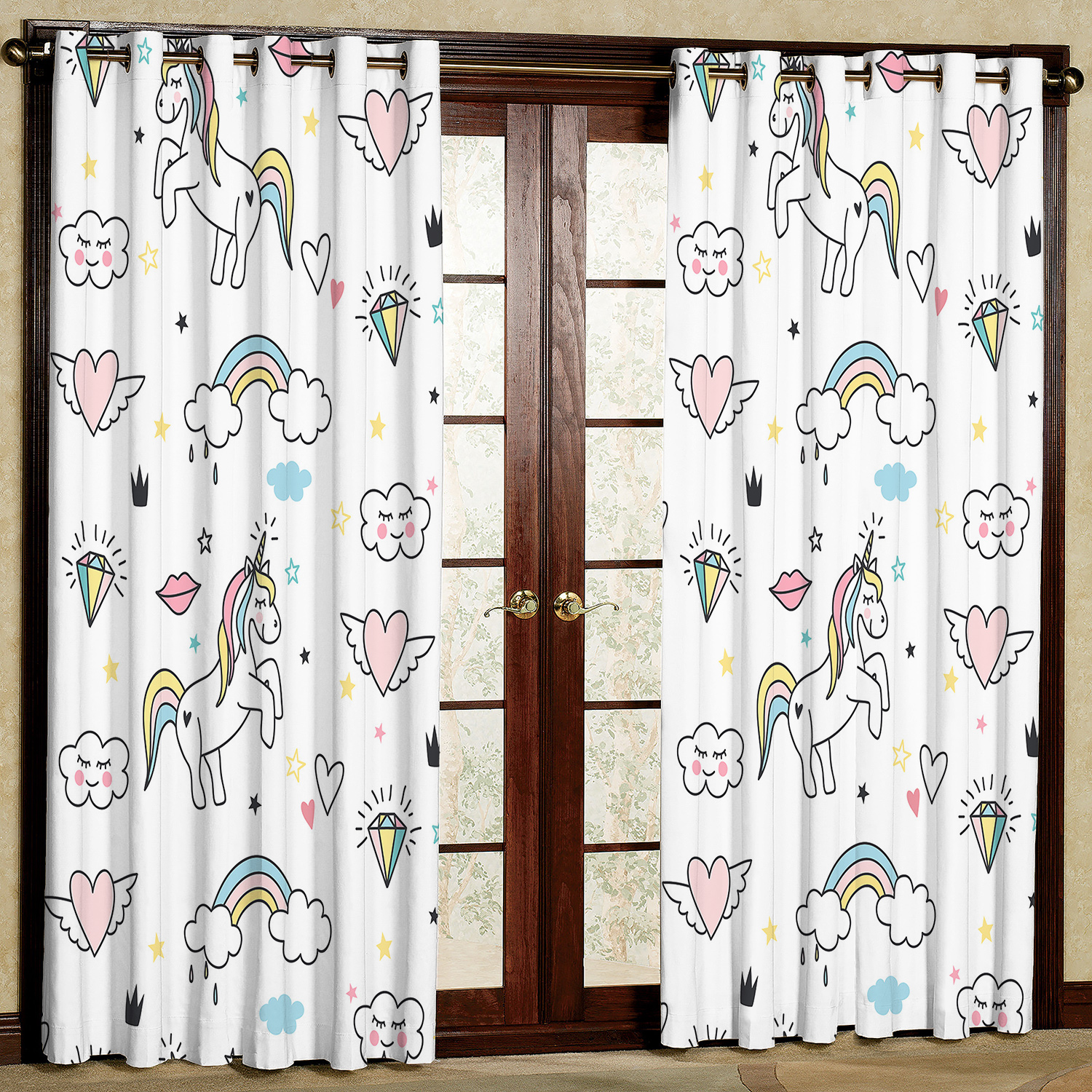 پرده مدل اسب تک شاخ  هازان پانچی کد 2291 سایز 140x200 سانتی متر