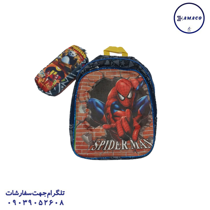 کیف مدرسه ای رنگی قلبی و جامدادی دار (کد14)(ک)