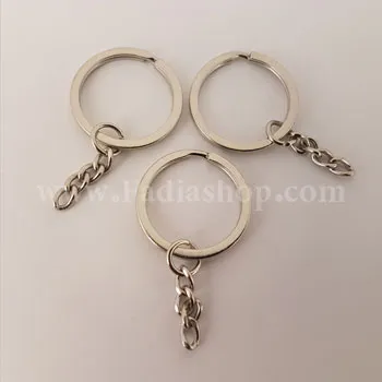 حلقه سرکلیدی زنجیر دار تخت 2.5 نقره ای