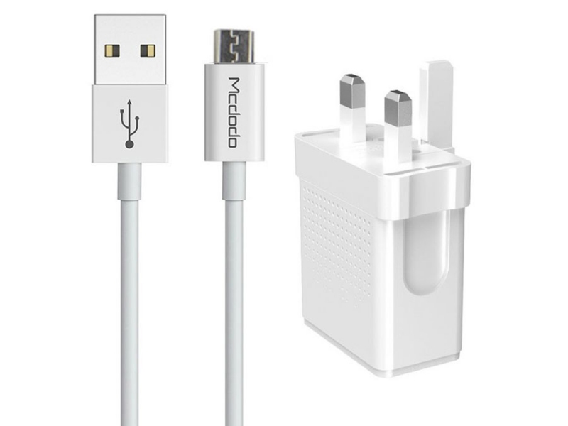 شارژر دیواری دو پورت و کابل میکرو یو اس بی مک دودو Mcdodo CH-5721 Dual USB Travel Charger Set UK