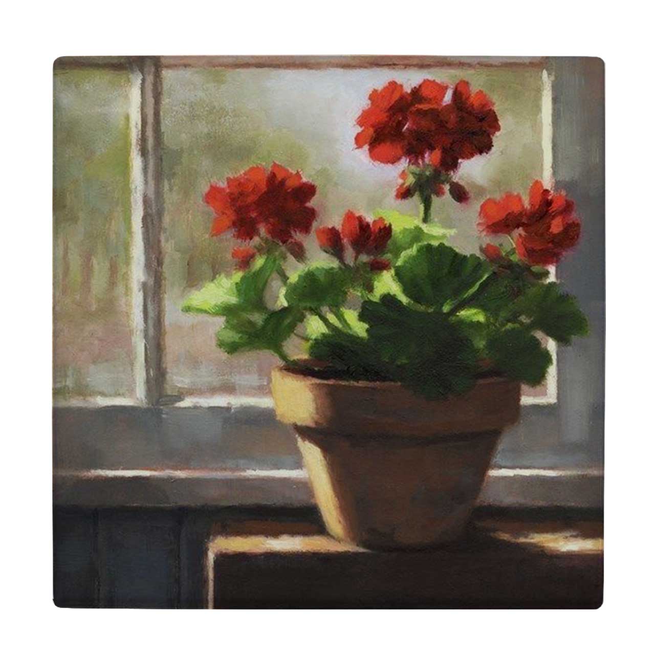 کاشی طرح نقاشی گلدان شمعدانی کد wk1870