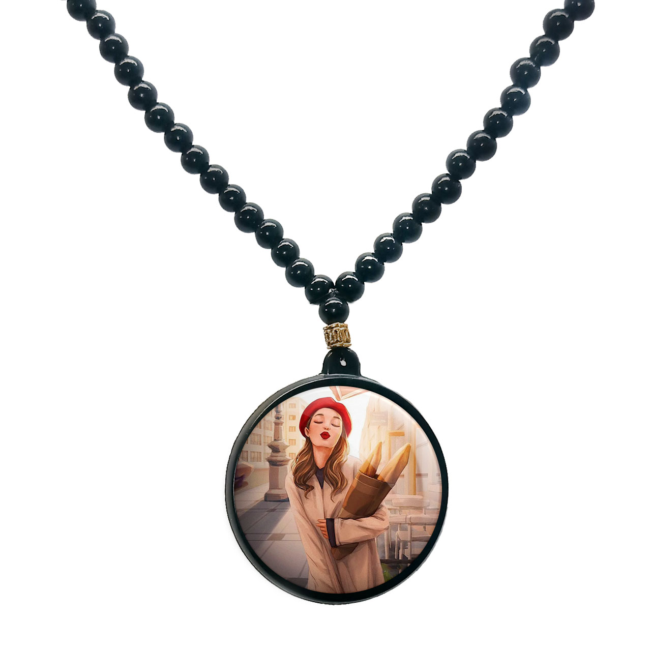 گردنبند پرمانه طرح دخترونه کد pmd.23387 مدل دو طرفه