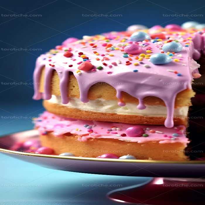 عکس کیک با روکش صورتی | گرافیک با طعم تربچه