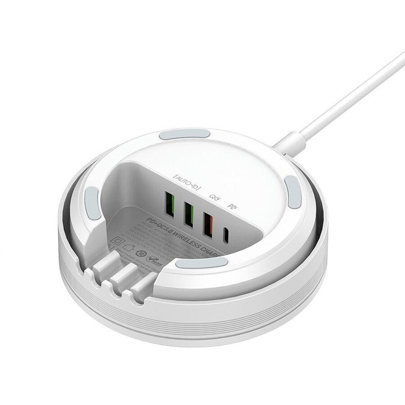 شارژر بی سیم فست شارژ 4 پورت Ldnio AW003 QC3.0 PD 32W