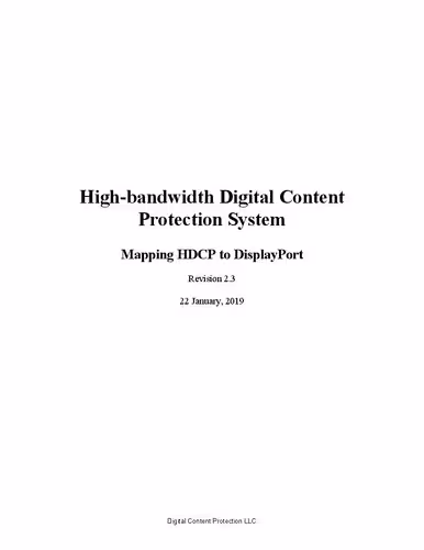 خرید و دانلود نسخه کامل کتاب High-bandwidth Digital Content Protection System: Mapping HDCP to DisplayPort: Revision 2.3