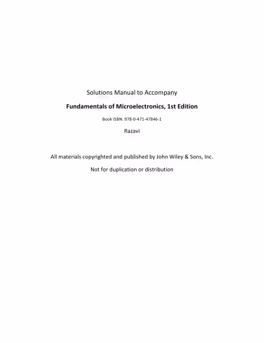 خرید و دانلود نسخه کامل کتاب Fundamentals of Microelectronics Solutions Manual